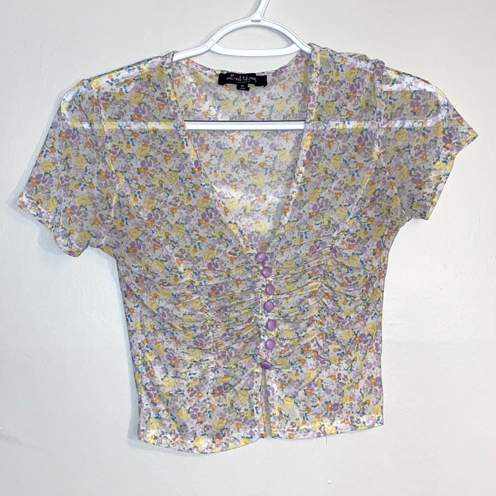 See through floral top